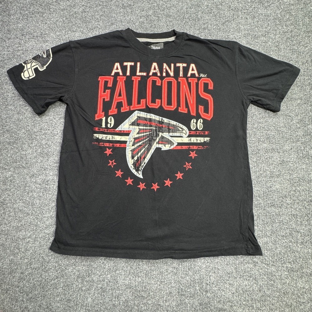 Atlanta Falcons NFL Team Apparel T Shirt Mens XL Black Distressed Graphic